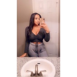 ruched drawstring crop top